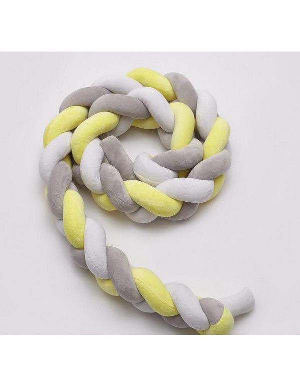 Ins Popular Danish Knitted Long Knot Throw Pillow kont Ball Three Strand fried dough twist Braid Baby Bed Anti collision Bed Circumference