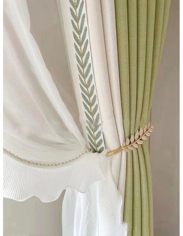 Small Red Book Matcha Green Cotton Linen Shading Curtain Living Room Bedroom Milk Tea Color Nordic Modern Simple Japanese Curtain Cloth