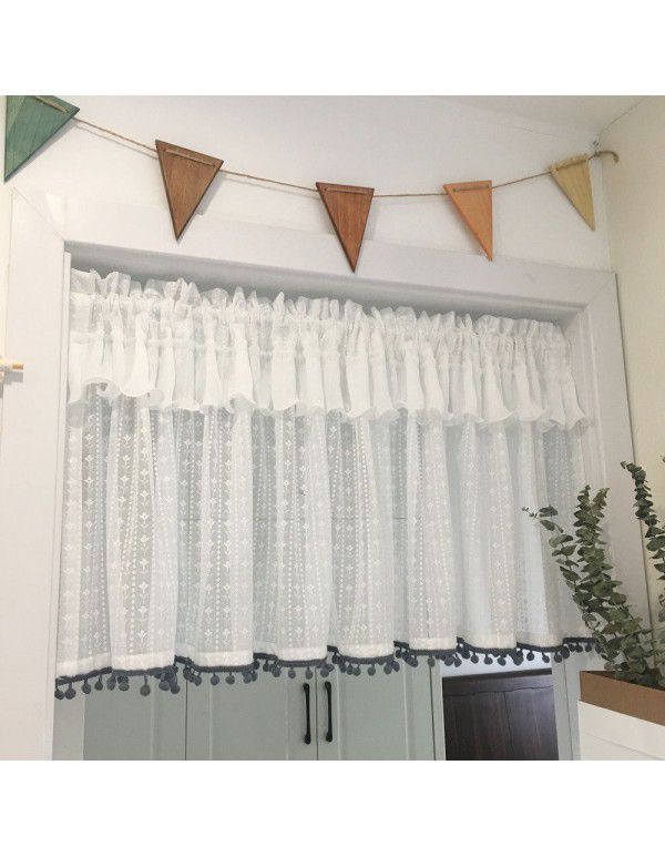 Finished American kitchen, no punching, short curtain, small curtain, screen curtain, half cabinet, half curtain, curtain head decoration