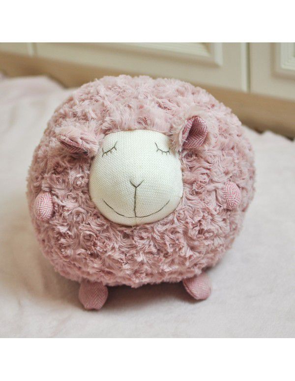 Exported to South Korea Single Little Sheep Doll Pillow Lovely Round Ball Sheep Plush Toy Comfort Puppy Sheep Pillow Doll