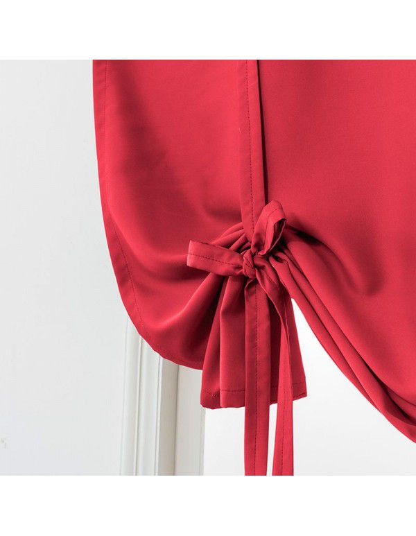 Hot Sale New Modern Simple High Precision Double Sided Matte High Blackout Solid Rome Short Curtain