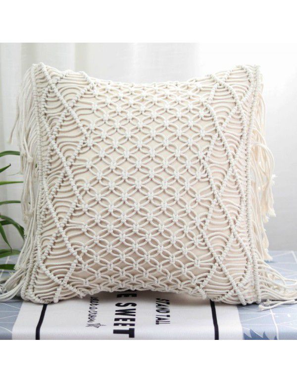 Retro Bohemian Throw Pillow Handwoven Throw Pillow Sofa Cushion Cover Throw Pillow Cover Knitted Tassel Bedroom Waist Pillow