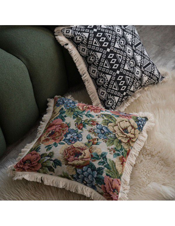 Yimanqiyun American Jacquard Multicolor Sofa Throwing Pillow Bedhead Cushion Living Room Throwing Pillow Chair Car without Core