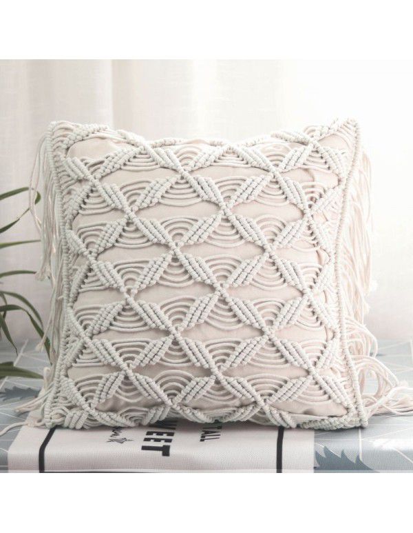 Retro Bohemian Throw Pillow Handwoven Throw Pillow Sofa Cushion Cover Throw Pillow Cover Knitted Tassel Bedroom Waist Pillow