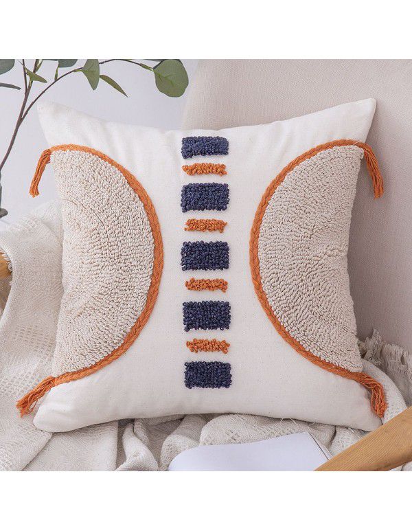 Home stay home decoration Ethnic style cushion headboard ins Moroccan lace tassel tufted pillow pillowcase