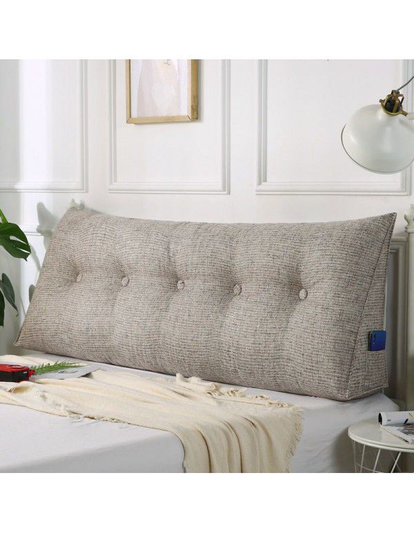 Linen triangle cushion double bed large back upholstered sofa waist against the head of the bed pillow cross-border special for removable washing