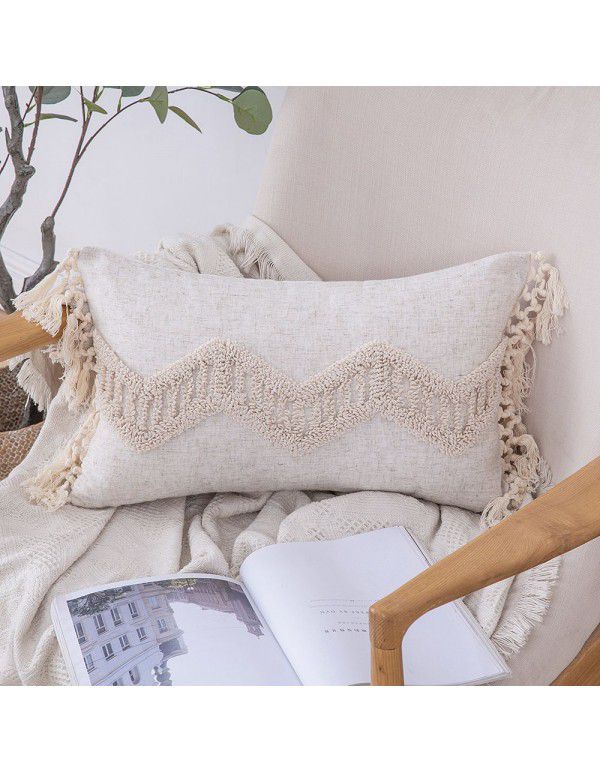 Home stay home decoration Ethnic style cushion headboard ins Moroccan lace tassel tufted pillow pillowcase