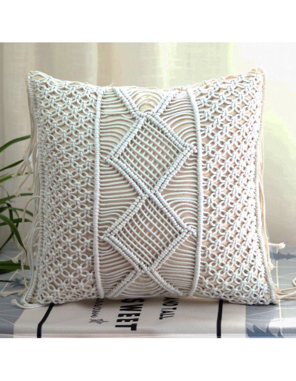 Retro Bohemian Throw Pillow Handwoven Throw Pillow Sofa Cushion Cover Throw Pillow Cover Knitted Tassel Bedroom Waist Pillow