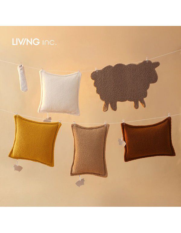 Lamb Plush Throw Pillow ins Living Room Autumn and Winter ins Wind Throw Pillow Sofa Living Room Cushion Float Window Headrest Pillow Case