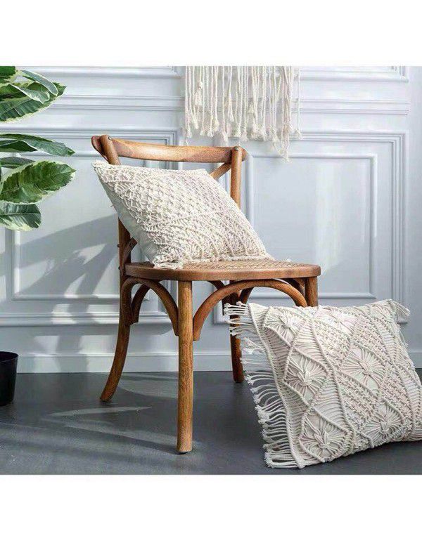 Retro Bohemian Throw Pillow Handwoven Throw Pillow Sofa Cushion Cover Throw Pillow Cover Knitted Tassel Bedroom Waist Pillow