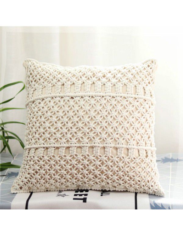 Retro Bohemian Throw Pillow Handwoven Throw Pillow Sofa Cushion Cover Throw Pillow Cover Knitted Tassel Bedroom Waist Pillow