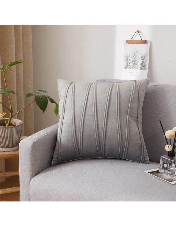 Dutch velvet pressure line solid color throw pillow with core sofa cushion at home, living room, back, waist pillow manufacturer wholesale