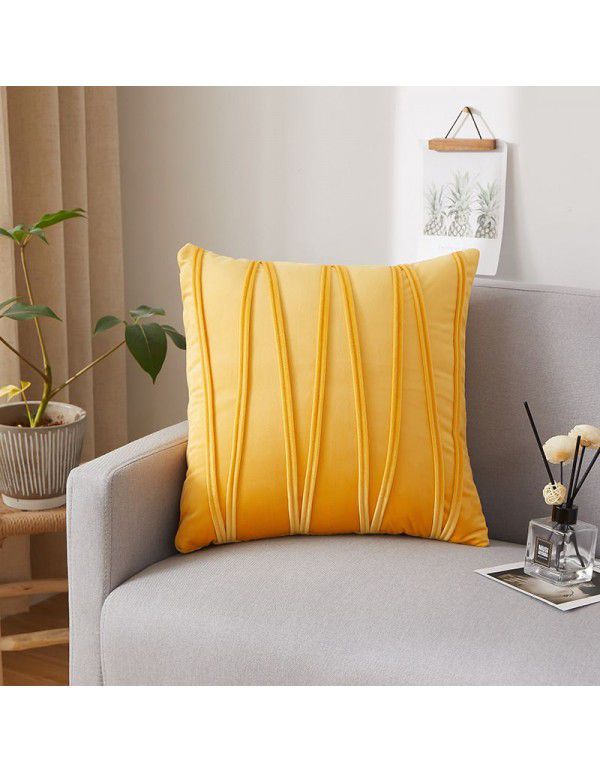 Dutch velvet pressure line solid color throw pillow with core sofa cushion at home, living room, back, waist pillow manufacturer wholesale