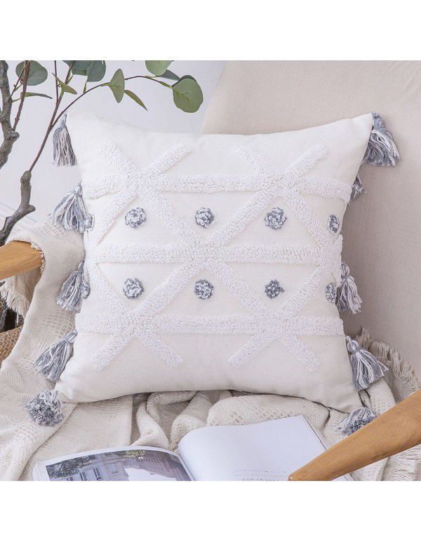 Home stay home decoration Ethnic style cushion headboard ins Moroccan lace tassel tufted pillow pillowcase