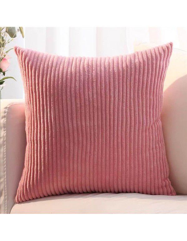 Corduroy pillow cushion Bedroom pillow sofa cushion Office solid color flannelette stripe pillow cover without core
