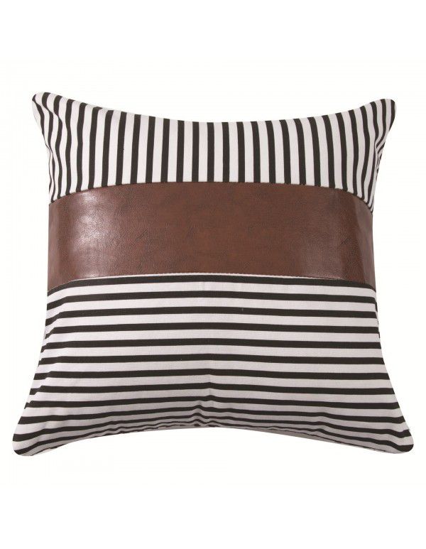 Nordic PU leather patchwork canvas pillow simple backrest home pillow bedside cushion sofa pillow case wholesale