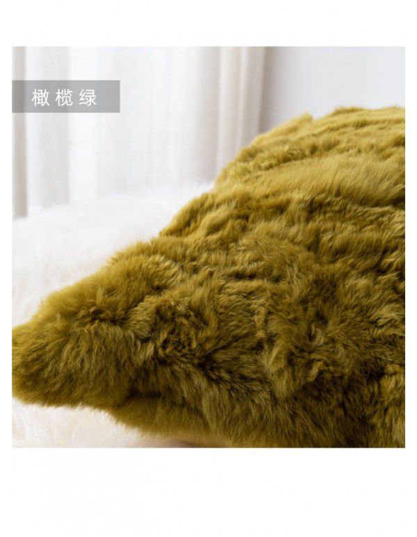 Dolly Rex Rabbit Hair Throw Pillow ins Net Red Solid Olive Green Living Room Sofa Backpack Bedroom Cushion