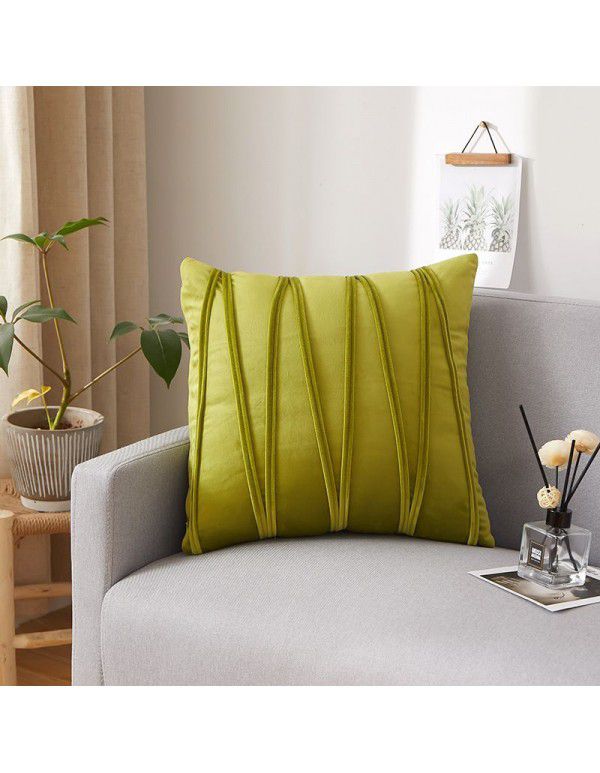 Dutch velvet pressure line solid color throw pillow with core sofa cushion at home, living room, back, waist pillow manufacturer wholesale