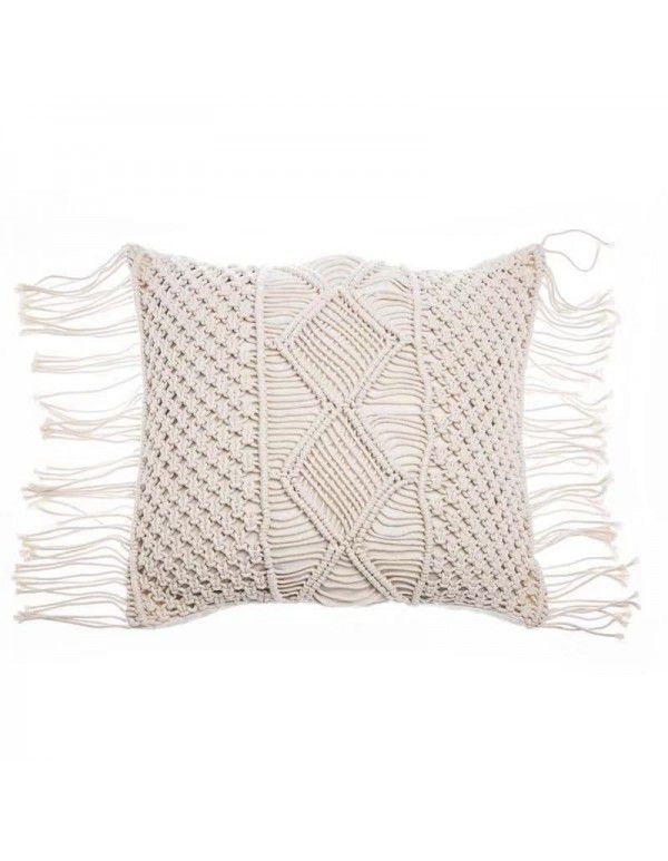 Retro Bohemian Throw Pillow Handwoven Throw Pillow Sofa Cushion Cover Throw Pillow Cover Knitted Tassel Bedroom Waist Pillow