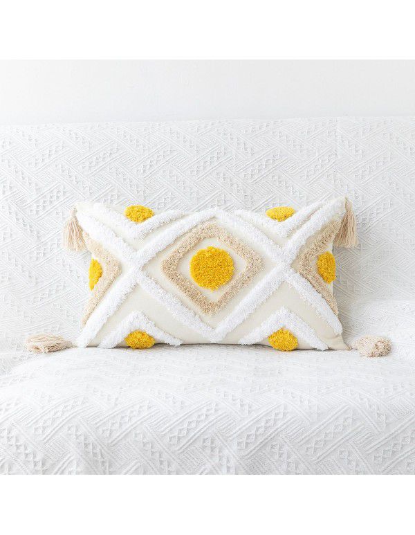 New Bohemian Geometric Tufted Pillow Case Home Fringe Cushion Home Stay Simple Waist Pillow
