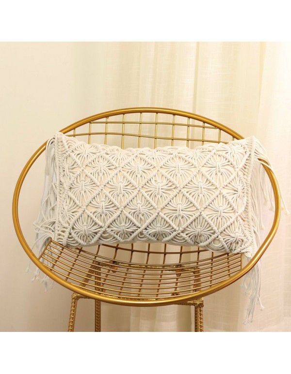 Retro Bohemian Throw Pillow Handwoven Throw Pillow Sofa Cushion Cover Throw Pillow Cover Knitted Tassel Bedroom Waist Pillow