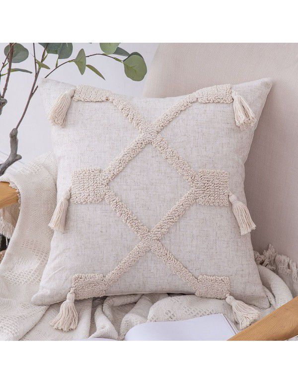 Home stay home decoration Ethnic style cushion headboard ins Moroccan lace tassel tufted pillow pillowcase