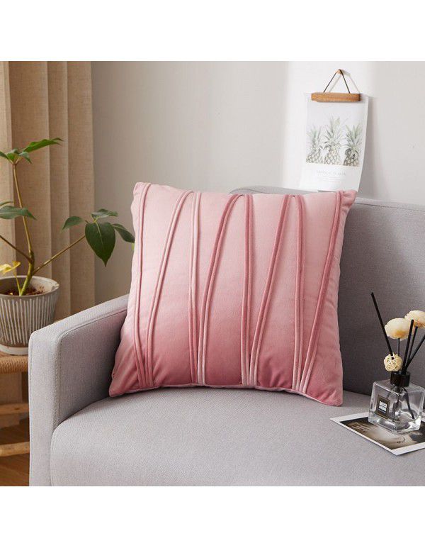 Dutch velvet pressure line solid color throw pillow with core sofa cushion at home, living room, back, waist pillow manufacturer wholesale