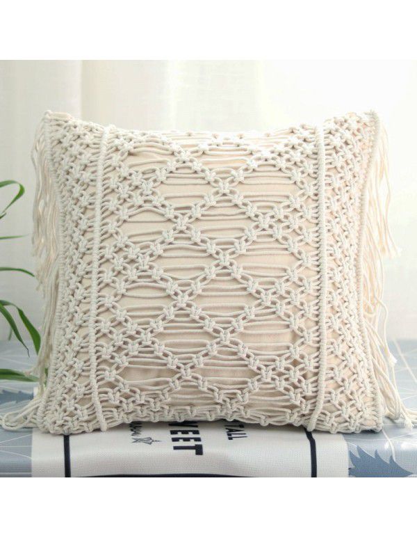 Retro Bohemian Throw Pillow Handwoven Throw Pillow Sofa Cushion Cover Throw Pillow Cover Knitted Tassel Bedroom Waist Pillow