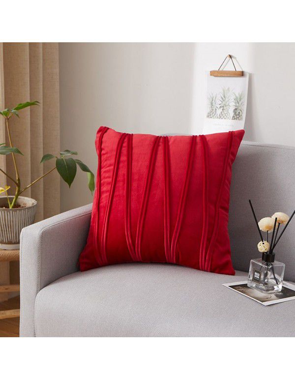 Dutch velvet pressure line solid color throw pillow with core sofa cushion at home, living room, back, waist pillow manufacturer wholesale