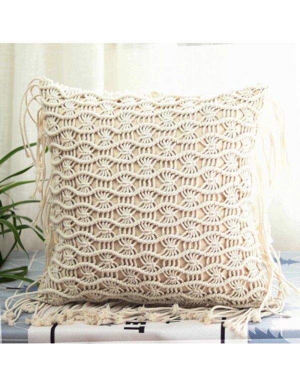 Retro Bohemian Throw Pillow Handwoven Throw Pillow Sofa Cushion Cover Throw Pillow Cover Knitted Tassel Bedroom Waist Pillow