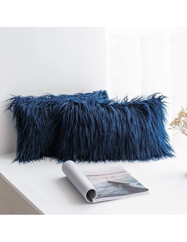  ins wind plush pillow case beach imitation wool rectangular bedside cushion sofa cushion cushion pillow case