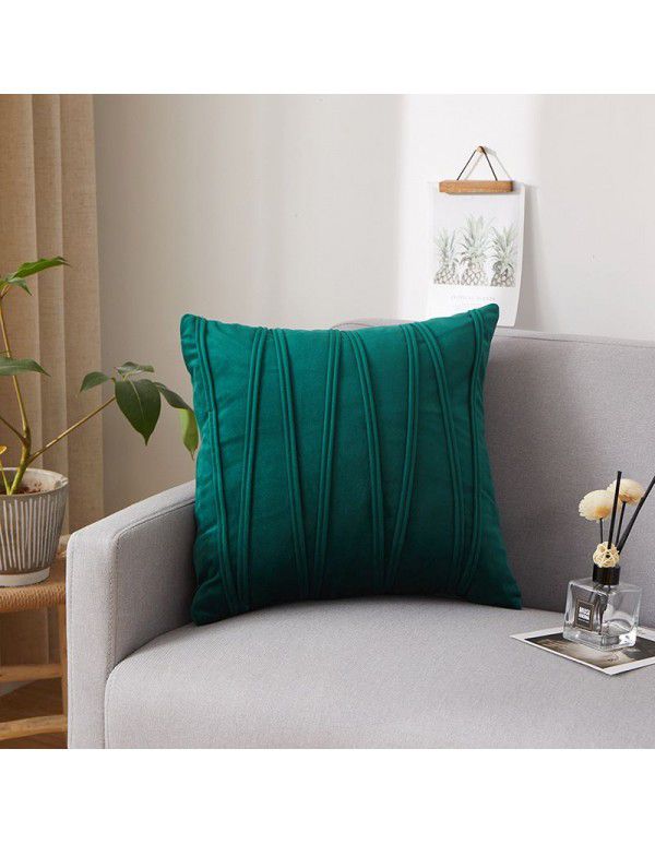 Dutch velvet pressure line solid color throw pillow with core sofa cushion at home, living room, back, waist pillow manufacturer wholesale