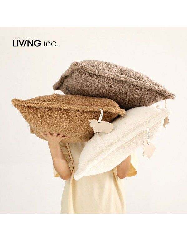 Lamb Plush Throw Pillow ins Living Room Autumn and Winter ins Wind Throw Pillow Sofa Living Room Cushion Float Window Headrest Pillow Case