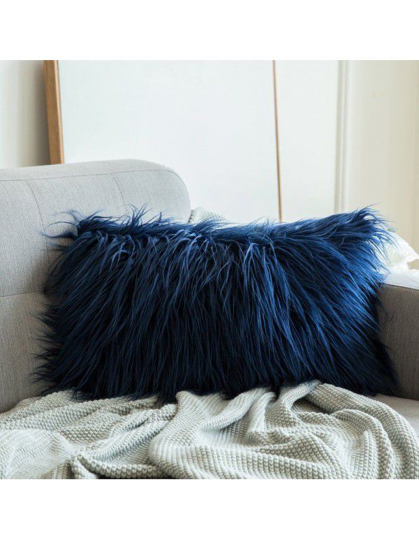  ins wind plush pillow case beach imitation wool rectangular bedside cushion sofa cushion cushion pillow case
