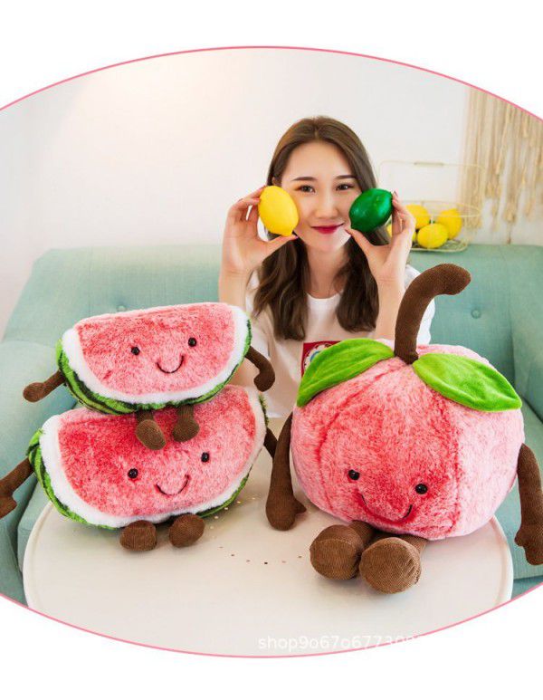 Fruit doll Apple plush toy doll Watermelon cherry children small puppet pillow comforting baby gift girl