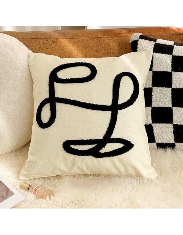 Nordic luxury ins retro chessboard style pillow, thousand bird style pillow case, sofa, living room, model room, bedside pillow