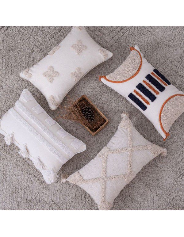 Home stay home decoration Ethnic style cushion headboard ins Moroccan lace tassel tufted pillow pillowcase