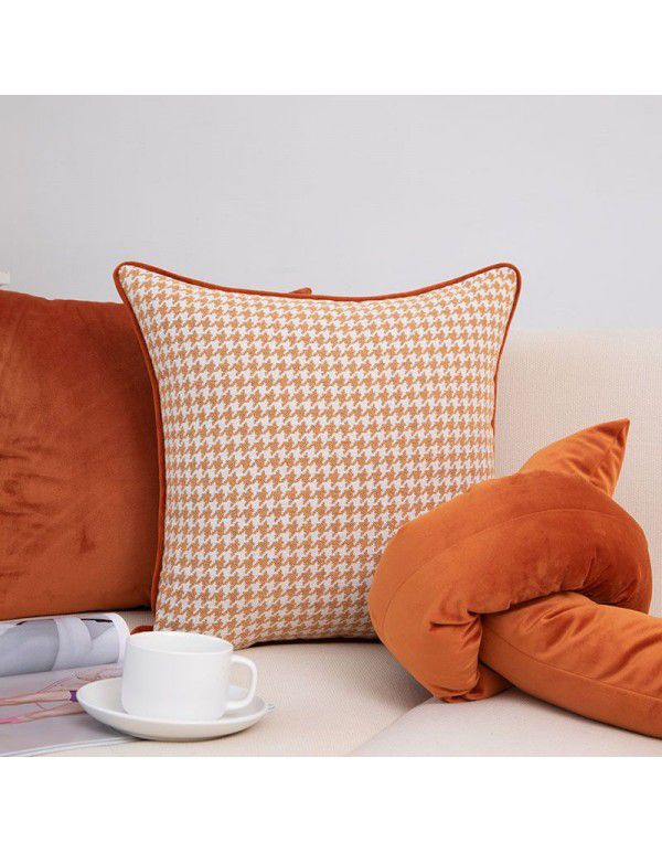 Modern simple thousand bird grid pillow case living room sofa pillow bedside float window cushion shaped waist pillow wholesale