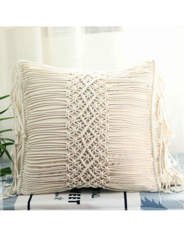 Retro Bohemian Throw Pillow Handwoven Throw Pillow Sofa Cushion Cover Throw Pillow Cover Knitted Tassel Bedroom Waist Pillow