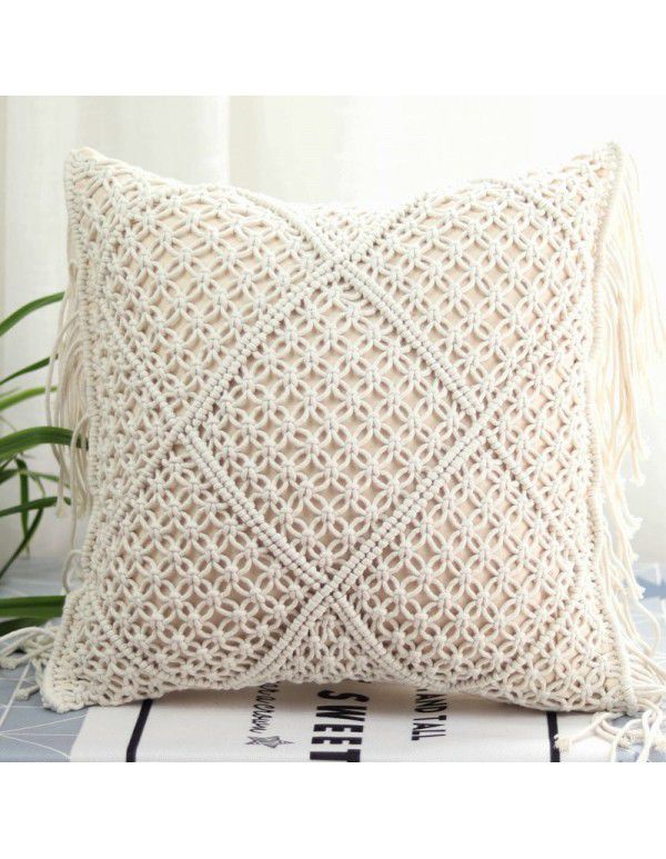 Retro Bohemian Throw Pillow Handwoven Throw Pillow Sofa Cushion Cover Throw Pillow Cover Knitted Tassel Bedroom Waist Pillow