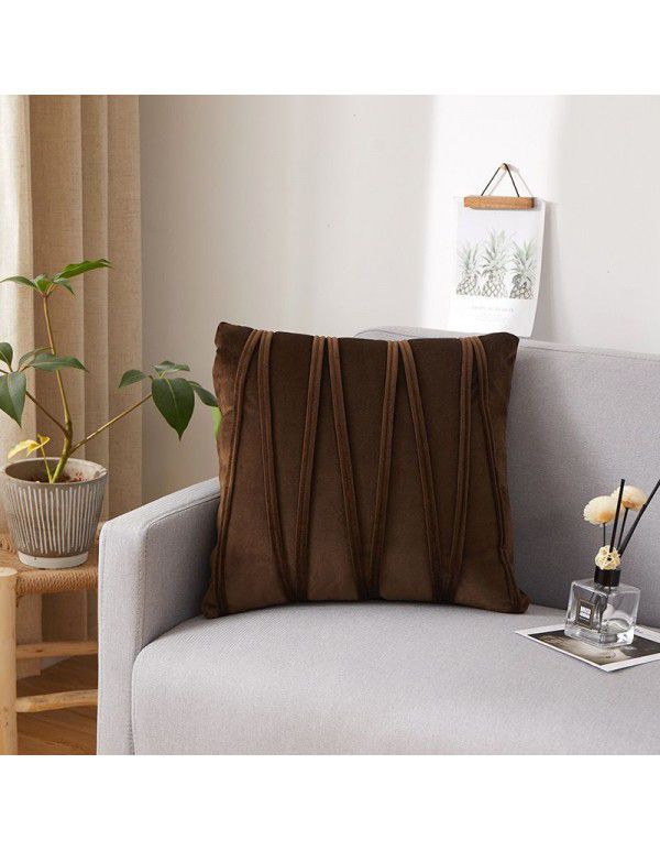 Dutch velvet pressure line solid color throw pillow with core sofa cushion at home, living room, back, waist pillow manufacturer wholesale
