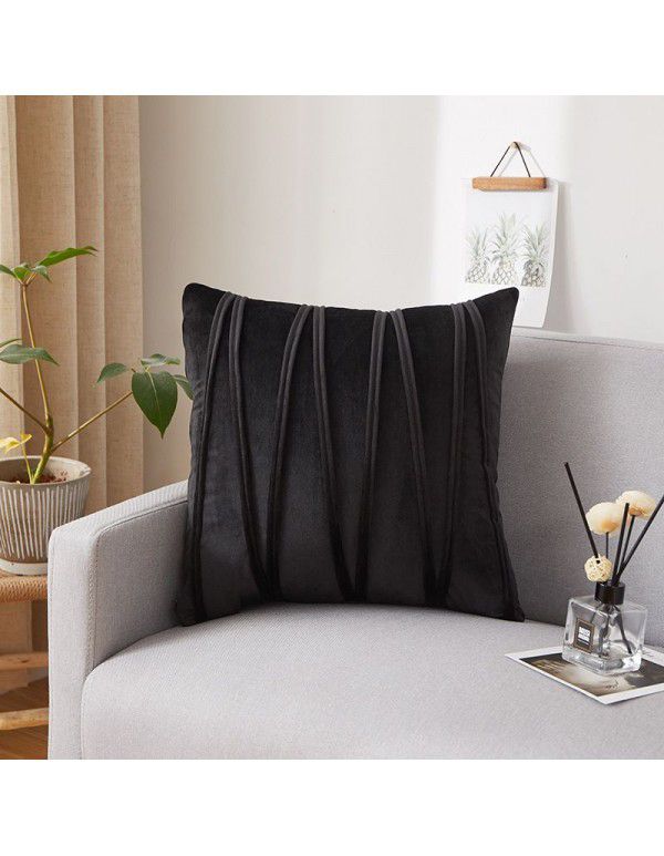 Dutch velvet pressure line solid color throw pillow with core sofa cushion at home, living room, back, waist pillow manufacturer wholesale