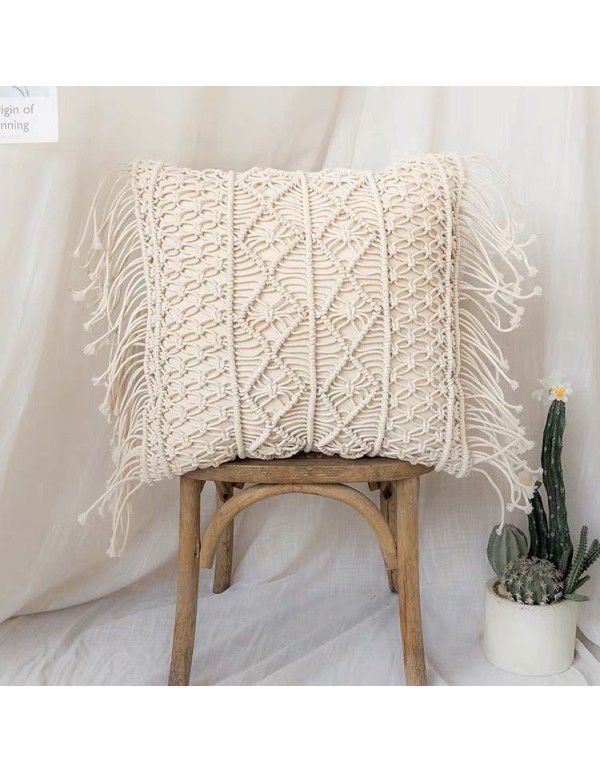 Retro Bohemian Throw Pillow Handwoven Throw Pillow Sofa Cushion Cover Throw Pillow Cover Knitted Tassel Bedroom Waist Pillow