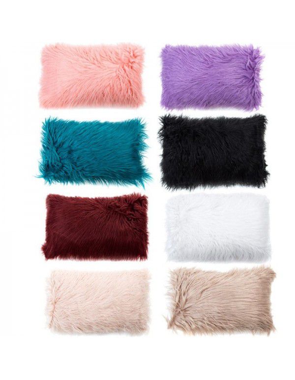  ins wind plush pillow case beach imitation wool rectangular bedside cushion sofa cushion cushion pillow case