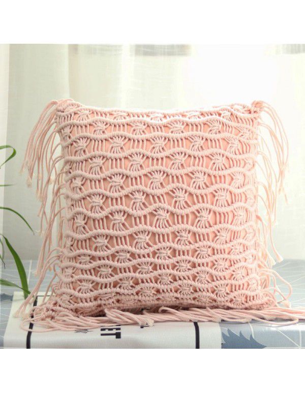 Retro Bohemian Throw Pillow Handwoven Throw Pillow Sofa Cushion Cover Throw Pillow Cover Knitted Tassel Bedroom Waist Pillow