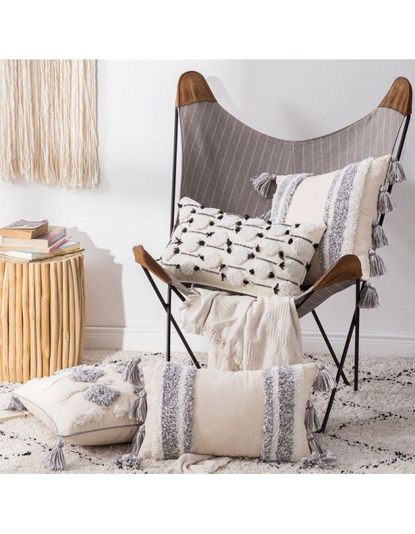 Home stay home decoration Ethnic style cushion headboard ins Moroccan lace tassel tufted pillow pillowcase