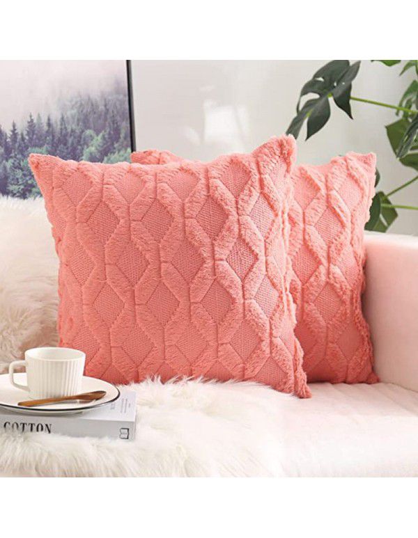 Cross border quilted pillows Headrest pillowcase ins velvet cotton linen pillowcase plush cushion cover Waist rest wholesale