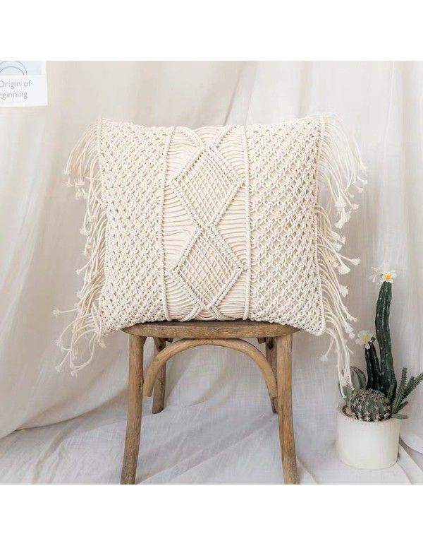 Retro Bohemian Throw Pillow Handwoven Throw Pillow Sofa Cushion Cover Throw Pillow Cover Knitted Tassel Bedroom Waist Pillow
