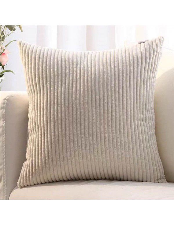 Corduroy pillow cushion Bedroom pillow sofa cushion Office solid color flannelette stripe pillow cover without core