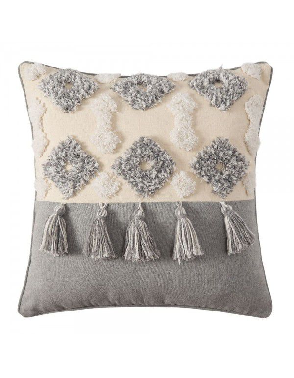 Home stay home decoration Ethnic style cushion headboard ins Moroccan lace tassel tufted pillow pillowcase